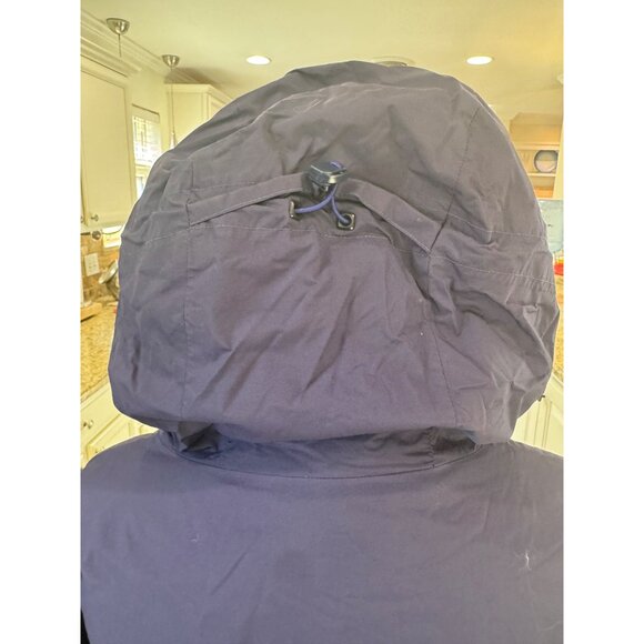 Lands End Mens Navy Water-Resistant Medium Weight Hooded Jacket L/T 42-44 Lined - Picture 8 of 13